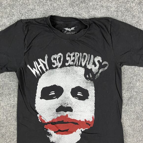 Dark Knight Joker T-Shirt Mens Size S Black Why So Serious Graphic Movie Tee - Picture 2 of 7